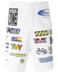 Pantaloncini di cotone stampati bianchi di Moschino