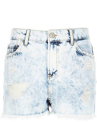 Pantaloncini di jeans lavaggio acido azzurri
