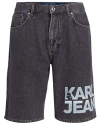 Pantaloncini di jeans stampati neri di KARL LAGERFELD JEANS