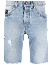Pantaloncini di jeans strappati azzurri di VERSACE JEANS COUTURE