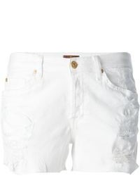 Pantaloncini di jeans strappati bianchi di 7 For All Mankind