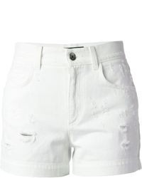 Pantaloncini di jeans strappati bianchi di Dolce & Gabbana