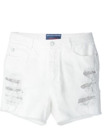 Pantaloncini di jeans strappati bianchi di Ermanno Scervino