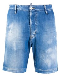 Pantaloncini di jeans strappati blu di DSQUARED2
