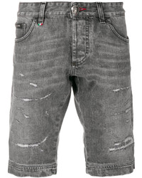 Pantaloncini di jeans strappati grigi di Philipp Plein