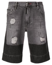 Pantaloncini di jeans strappati grigio scuro