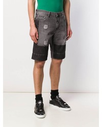 Pantaloncini di jeans strappati grigio scuro di Philipp Plein