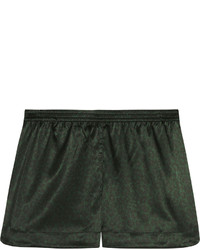 Pantaloncini di seta leopardati verde scuro