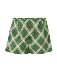 Pantaloncini di seta scozzesi verdi di Marc Jacobs