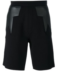Pantaloncini in pelle geometrici neri di Neil Barrett