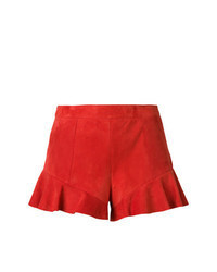 Pantaloncini in pelle scamosciata rossi