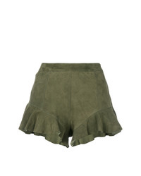 Pantaloncini in pelle verde oliva di Drome
