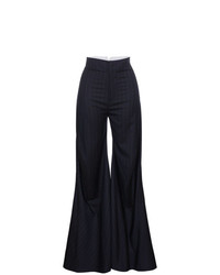Pantaloni a campana a righe verticali blu scuro di Wright Le Chapelain
