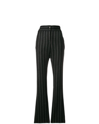 Pantaloni a campana a righe verticali neri di Romeo Gigli Vintage