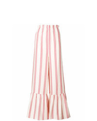 Pantaloni a campana a righe verticali rosa