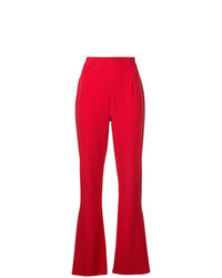 Pantaloni a campana a righe verticali rossi