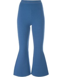 Pantaloni a campana di lana blu