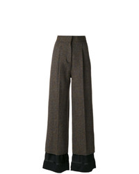 Pantaloni a campana di lana marrone scuro di Maison Margiela