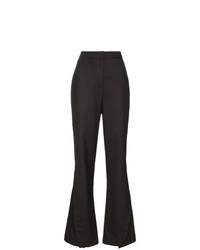 Pantaloni a campana di lana marrone scuro di Wright Le Chapelain