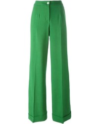 Pantaloni a campana di lana verdi