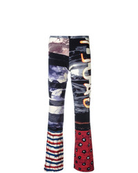 Pantaloni a campana stampati multicolori di Jean Paul Gaultier Vintage