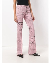 Pantaloni a campana stampati rosa di John Galliano Vintage
