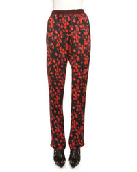 Pantaloni a fiori rossi