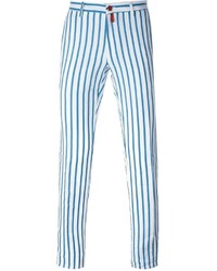 Pantaloni a righe verticali azzurri di Kiton