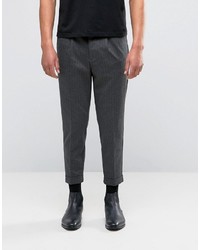 Pantaloni a righe verticali grigio scuro di Selected