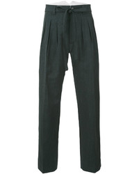 Pantaloni a righe verticali verde scuro
