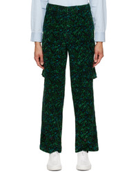 Pantaloni cargo di velluto a coste a fiori verde scuro di Paul Smith