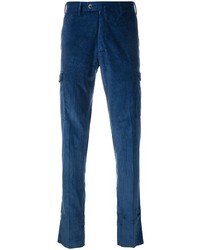 Pantaloni cargo di velluto a coste blu scuro di Pt01
