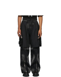 Pantaloni cargo effetto tie-dye neri