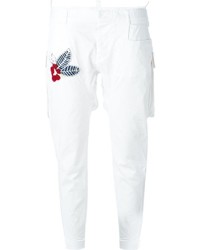 Pantaloni con paillettes bianchi di Dsquared2