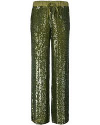 Pantaloni con paillettes verde oliva di P.A.R.O.S.H.