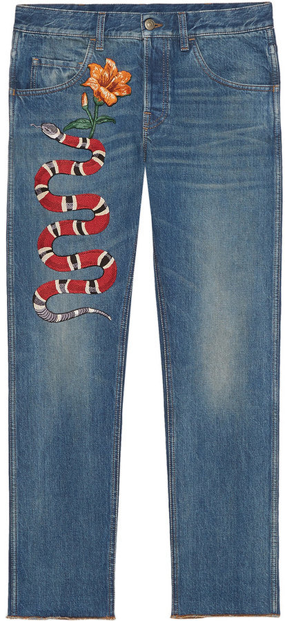 Jeans affusolati con stampa Blu Farfetch Uomo Abbigliamento Pantaloni e jeans Jeans Jeans affosulati 