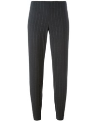 Pantaloni di lana a righe verticali grigio scuro