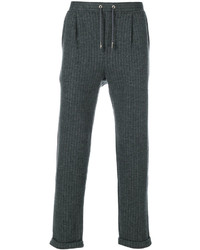 Pantaloni di lana a righe verticali grigio scuro di Eleventy