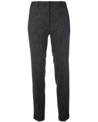 Pantaloni di lana a righe verticali grigio scuro di Incotex