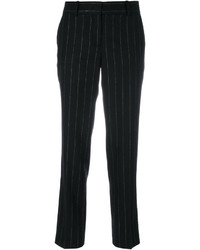 Pantaloni di lana a righe verticali neri di Ermanno Scervino