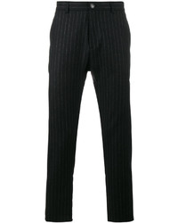Pantaloni di lana a righe verticali neri di Lot 78