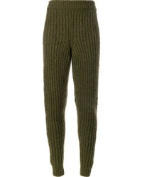 Pantaloni di lana lavorati a maglia verde oliva di J.W.Anderson