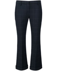 Pantaloni di lana scozzesi blu scuro di Brunello Cucinelli