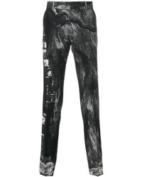 Pantaloni di lana stampati neri di Alexander McQueen