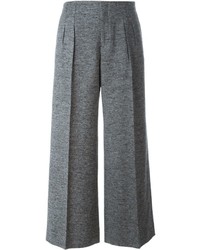 Pantaloni di seta a pieghe grigio scuro