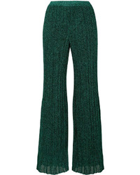 Pantaloni di seta lavorati a maglia verde scuro di Missoni