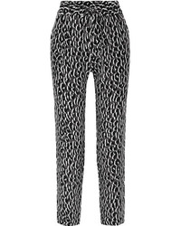 Pantaloni di seta leopardati neri