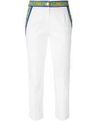 Pantaloni di seta stampati bianchi di Dolce & Gabbana