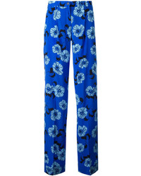 Pantaloni di seta stampati blu
