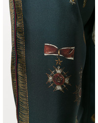 Pantaloni di seta stampati blu scuro di Dolce & Gabbana